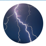 A photo of lightning bolts in the sky.