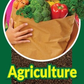 A book cover showing someone holding a paper sack full of vegetables