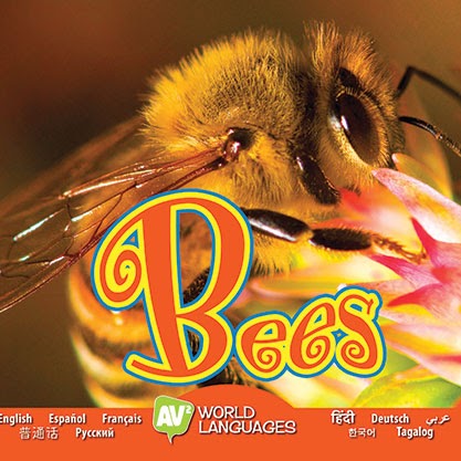 A book cover showing a close up of a bee on a flower