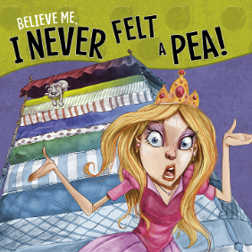 A book cover showing a cartoon of a blonde woman shrugging her shoulders in front of a large pile of mattresses