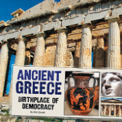 A book cover showing a picture of a building from Ancient Greece