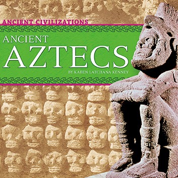 A book cover showing a statue from the Ancient Aztecs