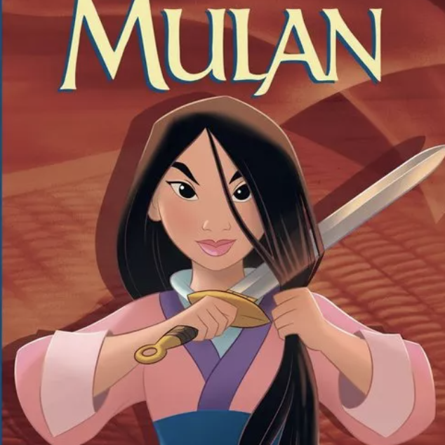 A book cover showing a woman cutting off her hair with a sword
