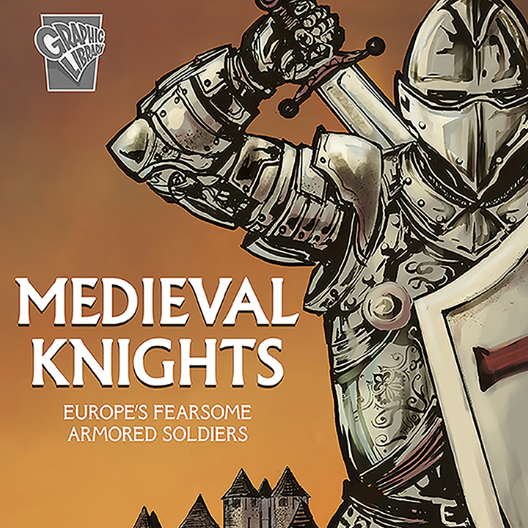 A book cover with a close up of a knight holding a shield