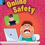 A book cover showing a kid scared on his computer with a scammer on the screen