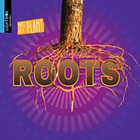 A book cover features the brown trunk and roots of a tree against a purple background with radiating lighter purple lines.