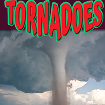 A book cover showing a large tornado over a field