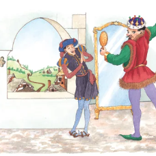 A book cover showing a man looking in a mirror and a friend next to him