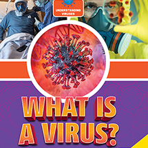 A book cover showing a virus under a microscope