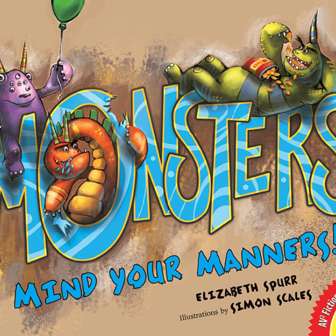 A book cover showing a couple of monsters sitting on the title of the book.