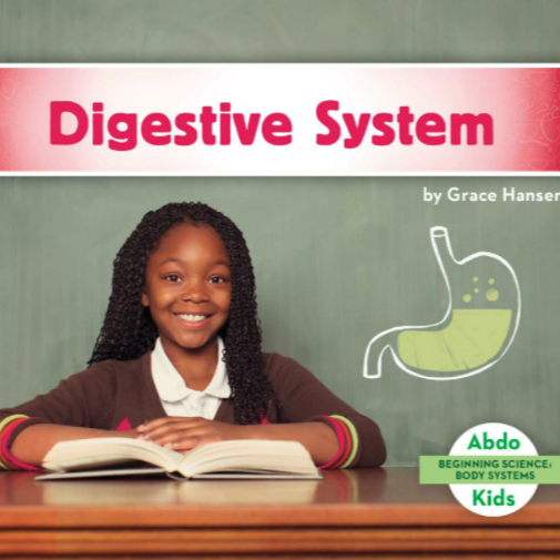 A book cover showing a girl in front of a chalkboard with a drawing of a stomach on it.