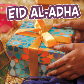 A book cover showing hands holding a wrapped present with a geometric pattern and a gold ribbon.