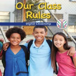 A book cover showing three kids standing next to each other with their arms around each other, smiling.