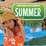 A book cover showing a girl with a hat on by the ocean on a nice day