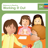 A book cover showing three kids and a teacher talking a table.