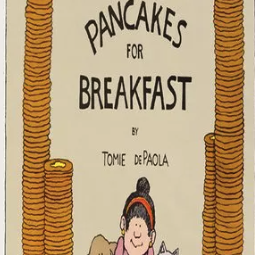 A book cover showing a girl surrounded by stacks of pancakes