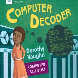 A book cover showing a girl in a room with an old computer