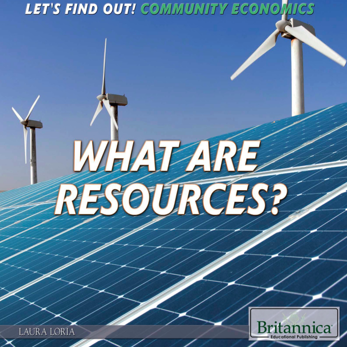 A book cover showing a solar panel and wind turbines