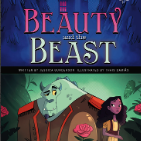 A book cover showing a girl and a large green monster standing together by a rose