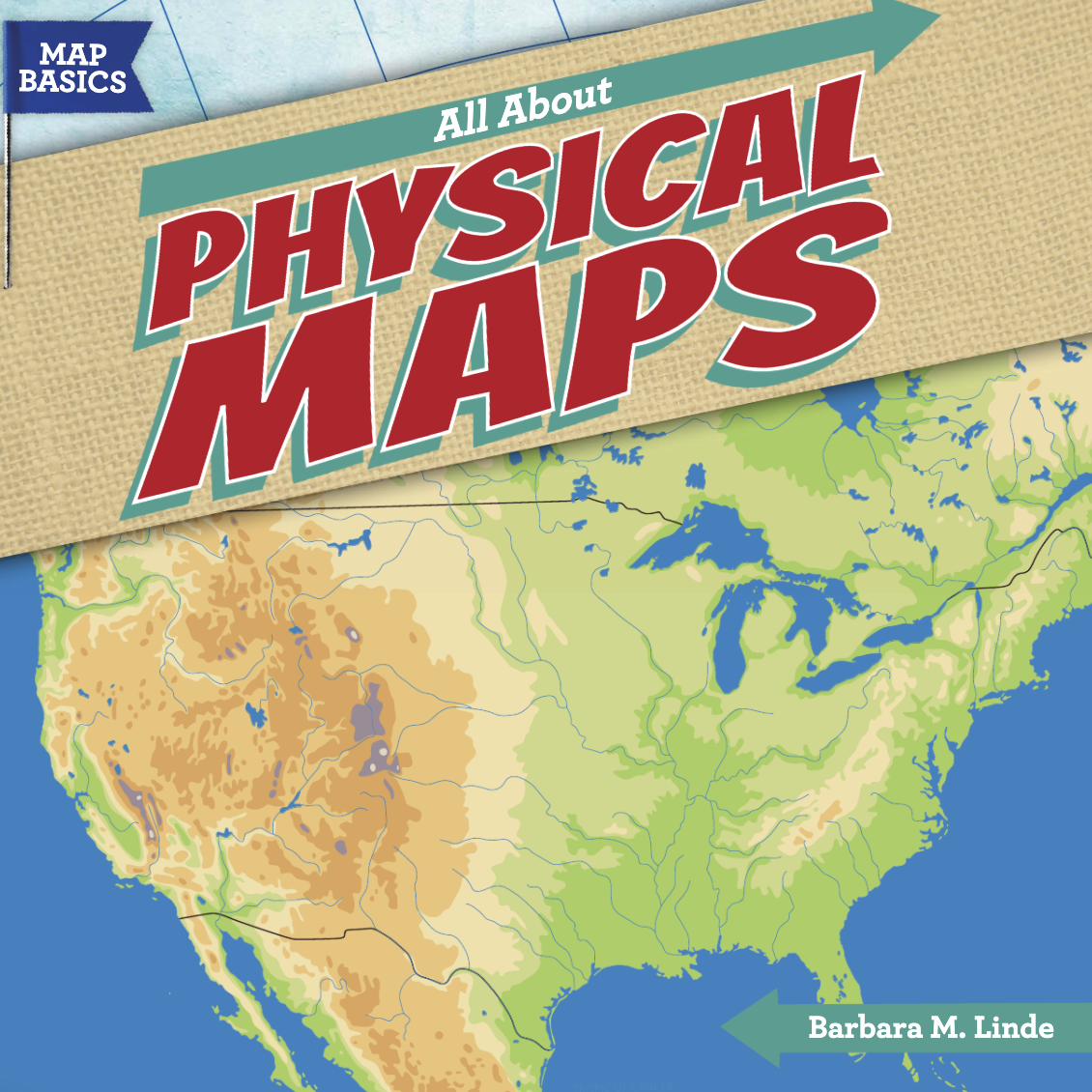 A book cover showing a physical map of the United States