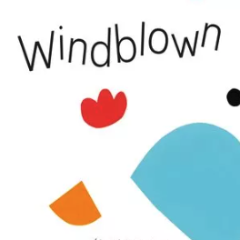 A book cover showing different colored shapes blowing away