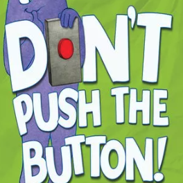 A book cover showing a big red button