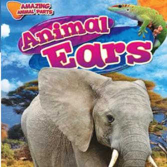 A book cover displays a large elephant on the right, and a deer with antlers on the bottom left, against a green background with trees and a caterpillar on a branch.