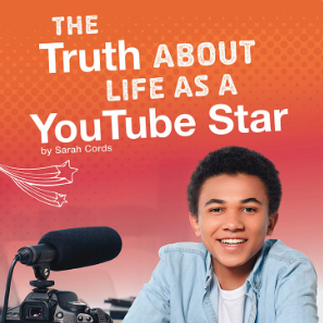 A book cover showing a kid smiling next to a microphone