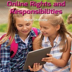 A book cover showing two girls looking at a tablet and smiling
