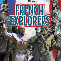 A book cover showing statues of French explorers