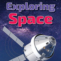 A book cover showing a satellite in space