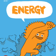 A book cover showing an orange character with an arm raised and running