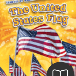A book cover with a flying American flag and yellow background