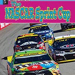A book cover with a picture of several sprint cars on a track