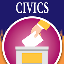 A book cover with a drawing of a hand putting a piece of paper in a ballot box