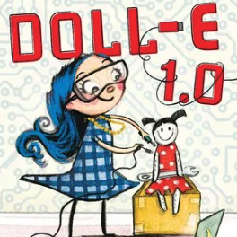 A girl plays with a robot doll on this book cover