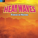A book cover shows a hazy, orange-toned landscape with silhouettes of buildings, suggesting extreme heat or a heatwave.