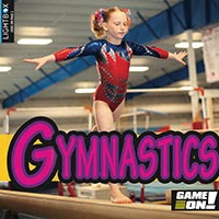 A book cover showing a young girl on a balance beam