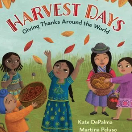 A book cover showing people sharing bread and catching leaves