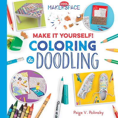 A book cover showing several drawing tools and doodles