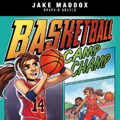 A book cover showing an illustration of a woman about to shoot a basketball