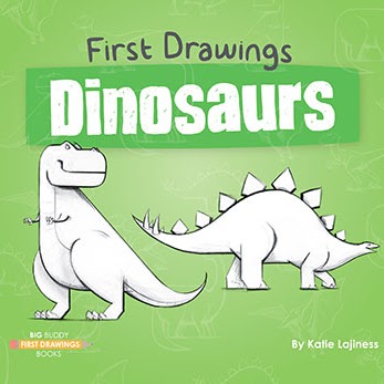 A book cover showing drawings of dinosaurs