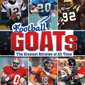 A book cover showing six pictures of football players