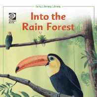 A book cover showing a drawing of a toucan in a forest