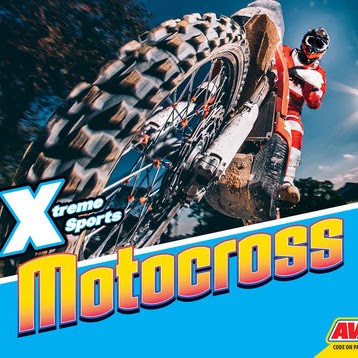 A book cover with a picture taken from the ground of a motocross bike