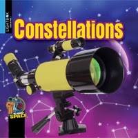 A book cover showing a high powered telescope with constellations in the background