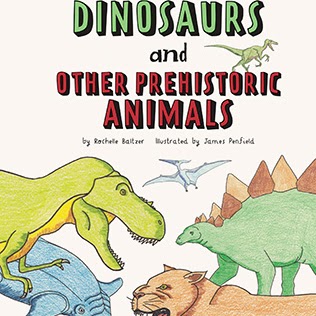 A book cover showing dinosaur drawings