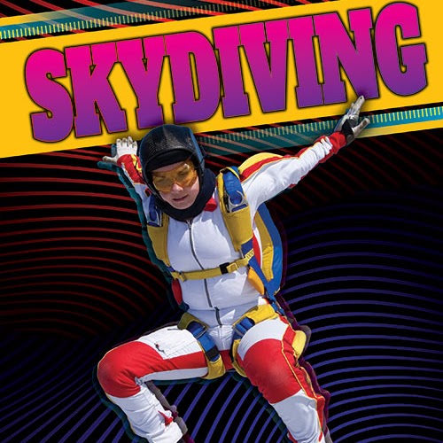 A book cover showing a woman skydiving