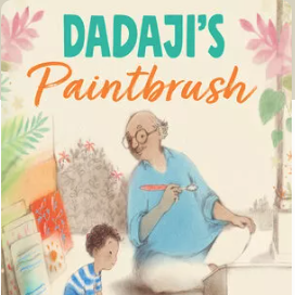 A book cover showing an older man and child painting together