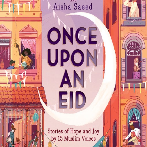 A book cover showing an illustration of two apartment buildings next to each other and people leaning out the windows smiling and celebrating